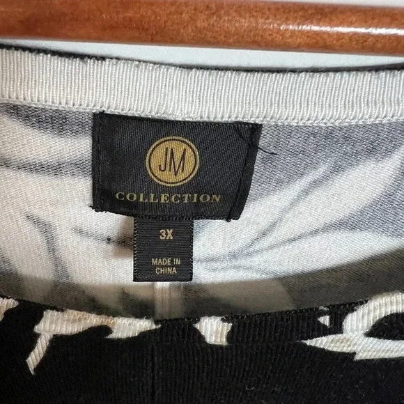 JM Collection Women's Size 3X Asymmetrical Hem Scoop Neck Long Sleeve Sweater - Picture 2 of 7